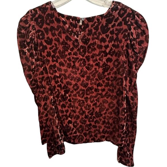 Dolan Left Coast Charley Top Womens Small Copper Leopard Puff Sleeves Velour - Picture 4 of 9